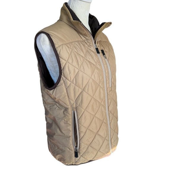 Lands' End PrimaLoft tan sleeveless mock neck fully lined puffy vest small 6-8 - Picture 2 of 12